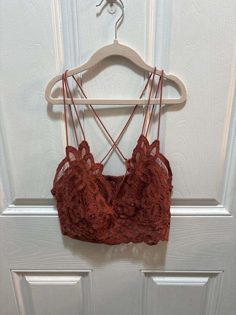 Free People FP One Adella Crochet Lace Sexy Boho Bralette in Copper XS